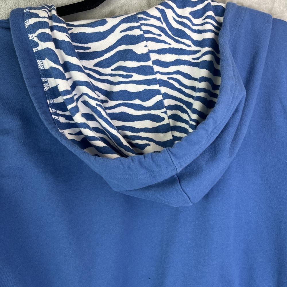 Jones New York Sport Blue Zip Up Pockets Tie Waist Hoodie Womens Zebra Size‎ XL - Picture 6 of 6